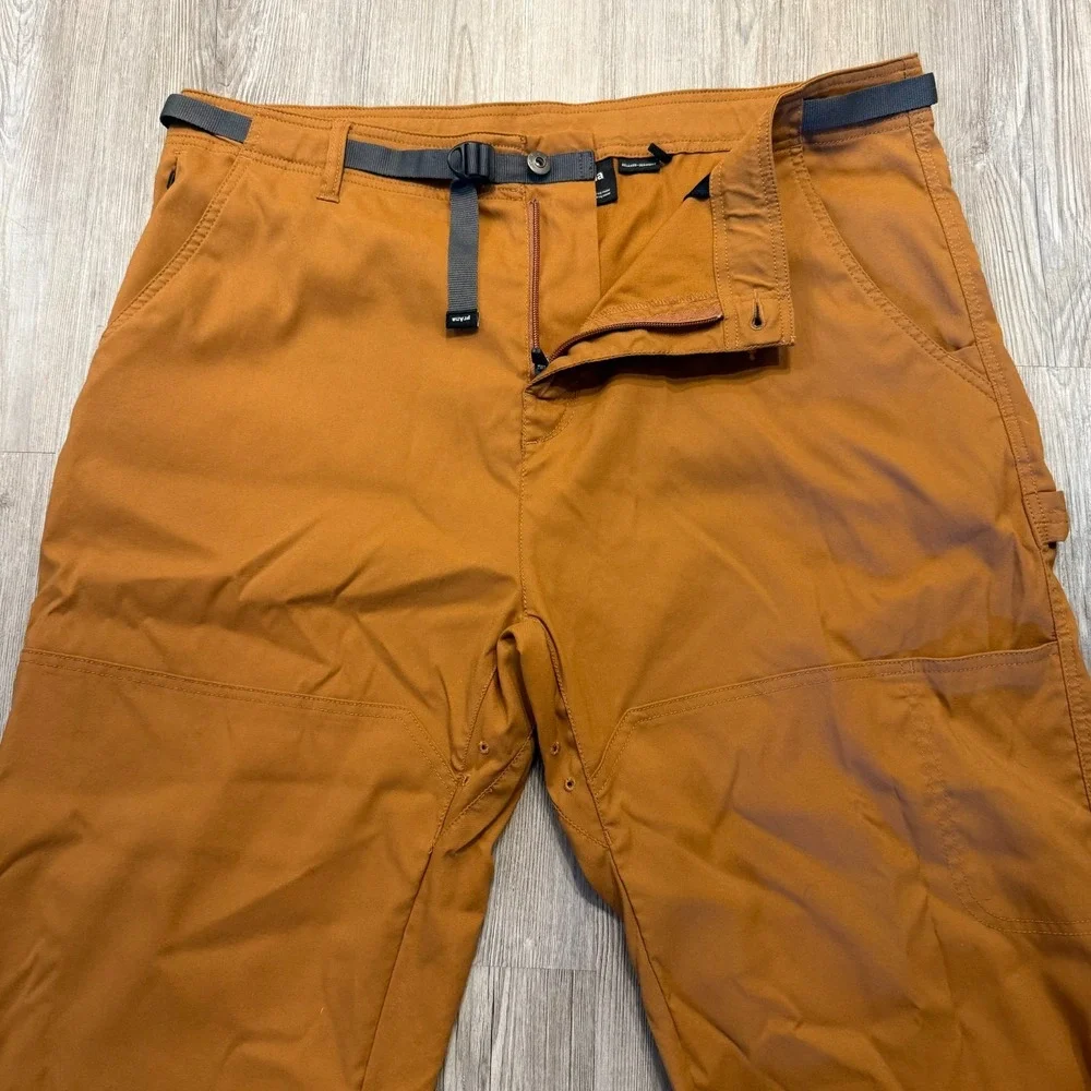 prAna Mens 40x32 Stretch Zion Relaxed Straight Hiking Pants Belted Brown